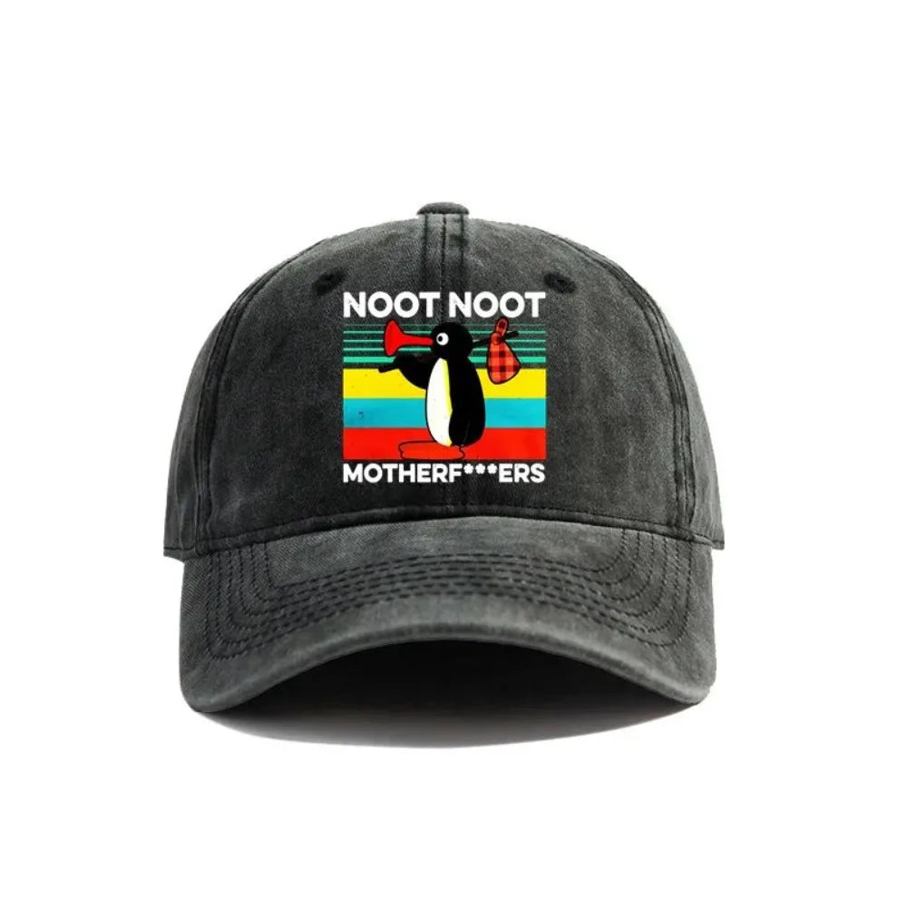 Noot Noot Pingu Distressed Baseball Cap Angry Pingu