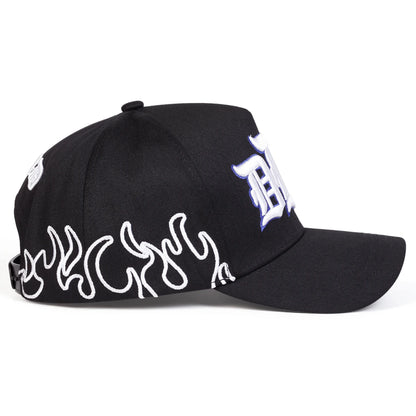 Unisex Gothic D Letter Flame Embroidery Baseball Caps Spring and Autumn Outdoor