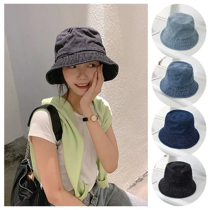 Unisex Cotton Bucket Hats Women Summer Sunscreen Panama Hat Men