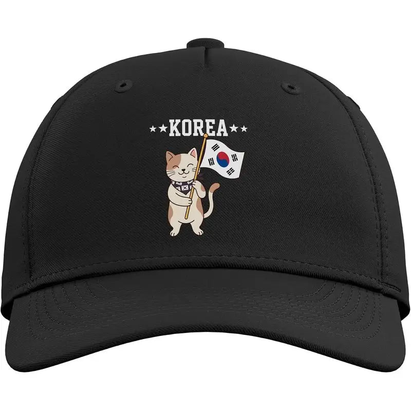 Cute Cat Holding South Korea Flag Adjustable Baseball Hat