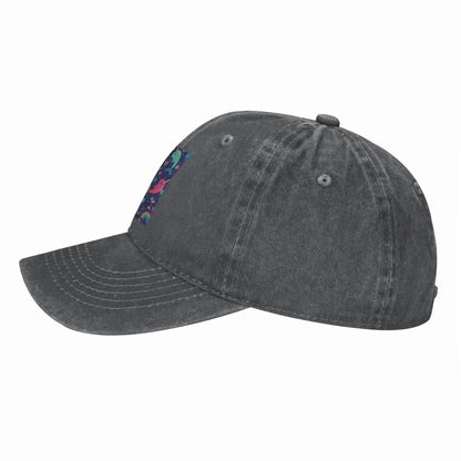 Rainbow Narwhals Under the Sea Blue Washed Denim Cap Casual Baseball Caps