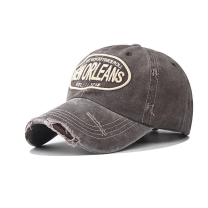 Vintage Washable Cowboy Baseball Cap Embroidery for Men Women Worn Out Hip Hop Caps
