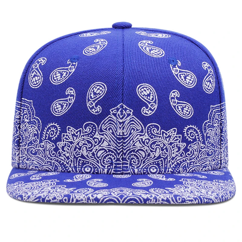 Men's Fashion Hip Hop Vintage Adjustable Cap Cashew Nut Flower Label Snapback Cap