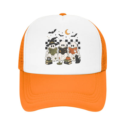 Halloween Ghost Reading Books Witch Cat Baseball Caps