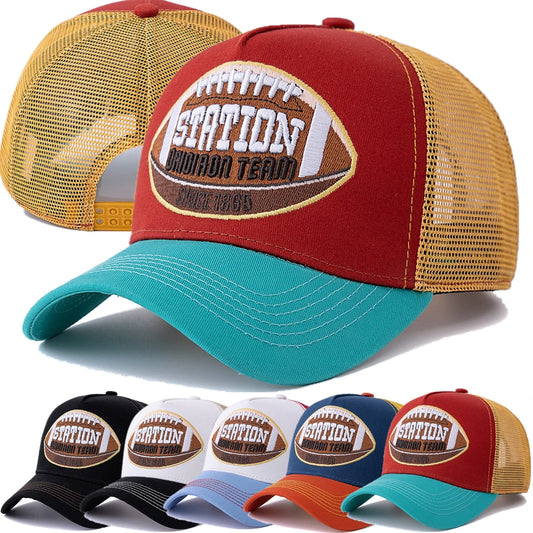 Unisex Football Pattern Mesh Summer Breathable Baseabll Cap