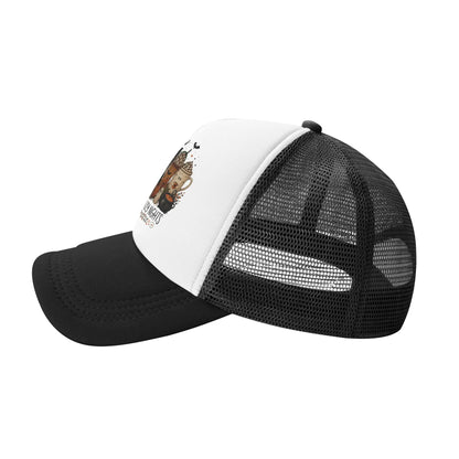 Unisex Coffee Ghost Spooky Fall Trucker Hats Mesh Baseball Cap