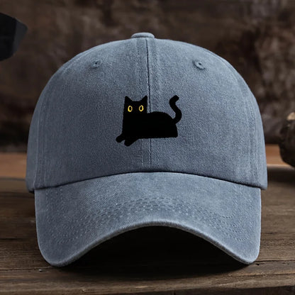 Black Cat Printed Baseball Cap