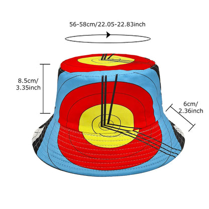 Target Bucket Hat Bow And Arrow Printing Fisherman Hats Double Sides For Men Women
