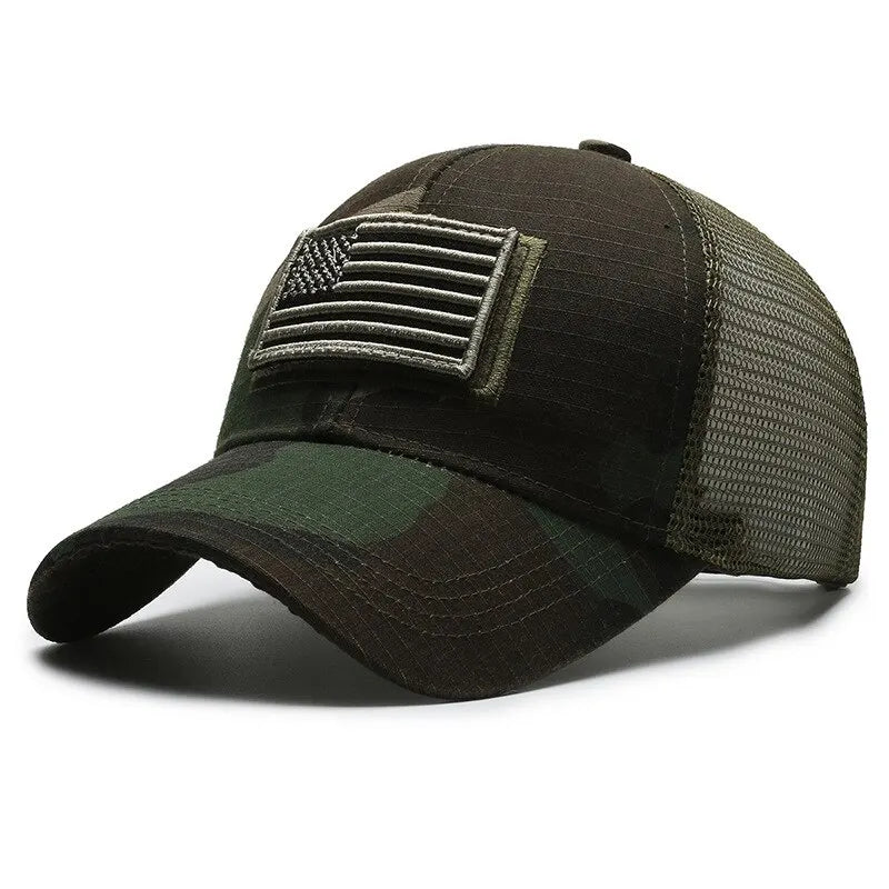 American Flag Camouflage Sticker Embroidered Baseball Cap Net Hat
