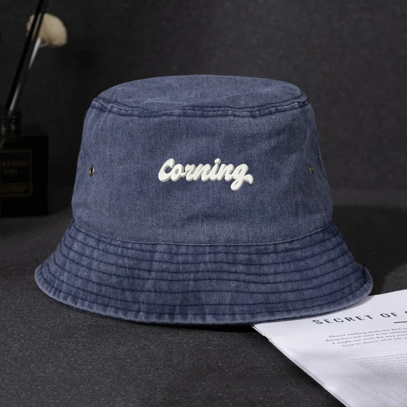 Washed Denim Sun Cap Bucket Hat