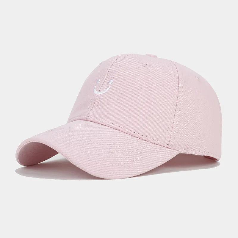 Soft Cotton Baseball Cap for Women Men Smile Face Embroidery