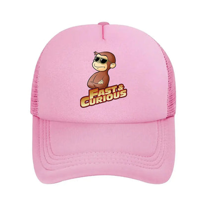 Fast Curious Playful - Inspired, Monkey Character Design Mesh Baseball Cap