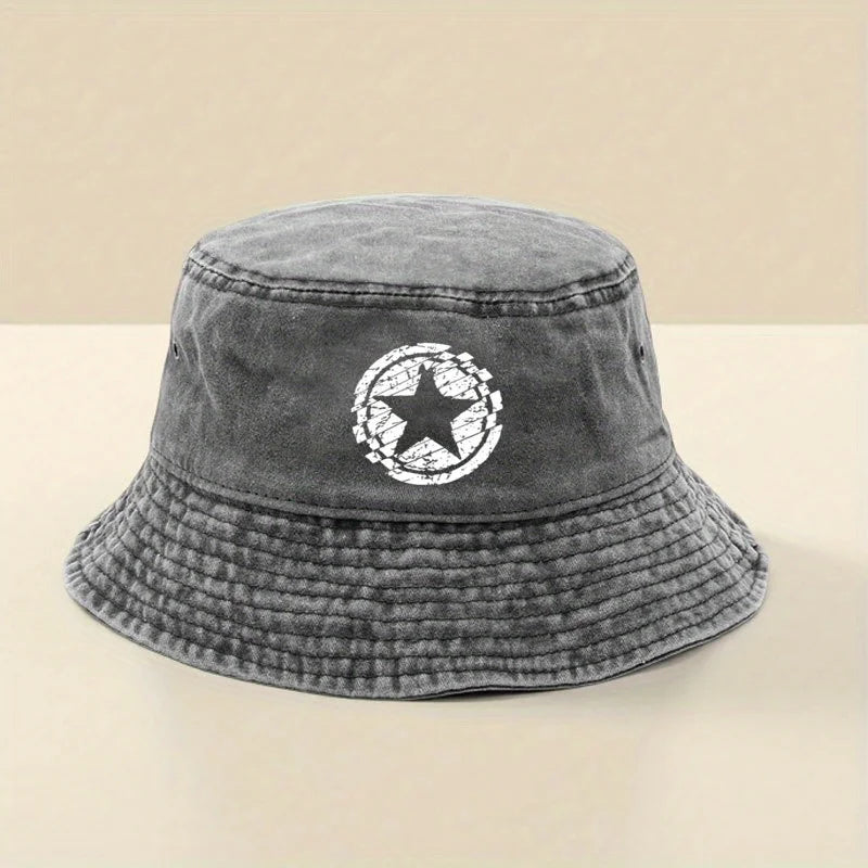 Adjustable Wide-Brim Washed Bucket Hat