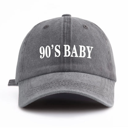 90'S BABY Print Washed Baseball Cap For Adults