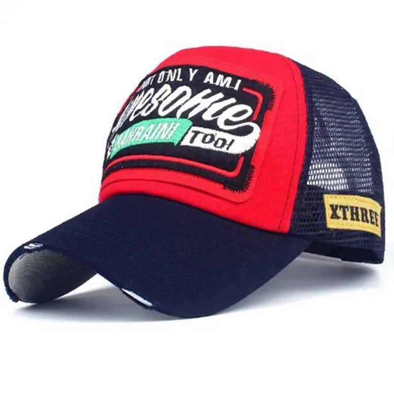 New Mesh Embroidery Letter Awesome Baseball Cap