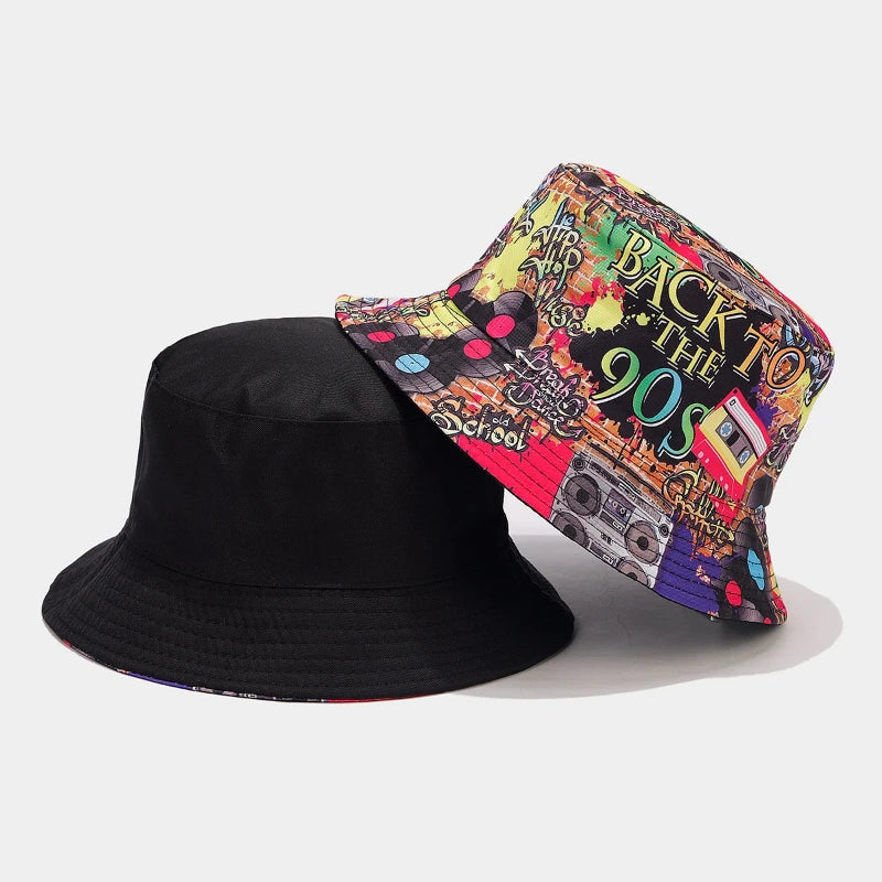 Summer Vintage 80 90 Party Graffiti Bucket Hat Men Women