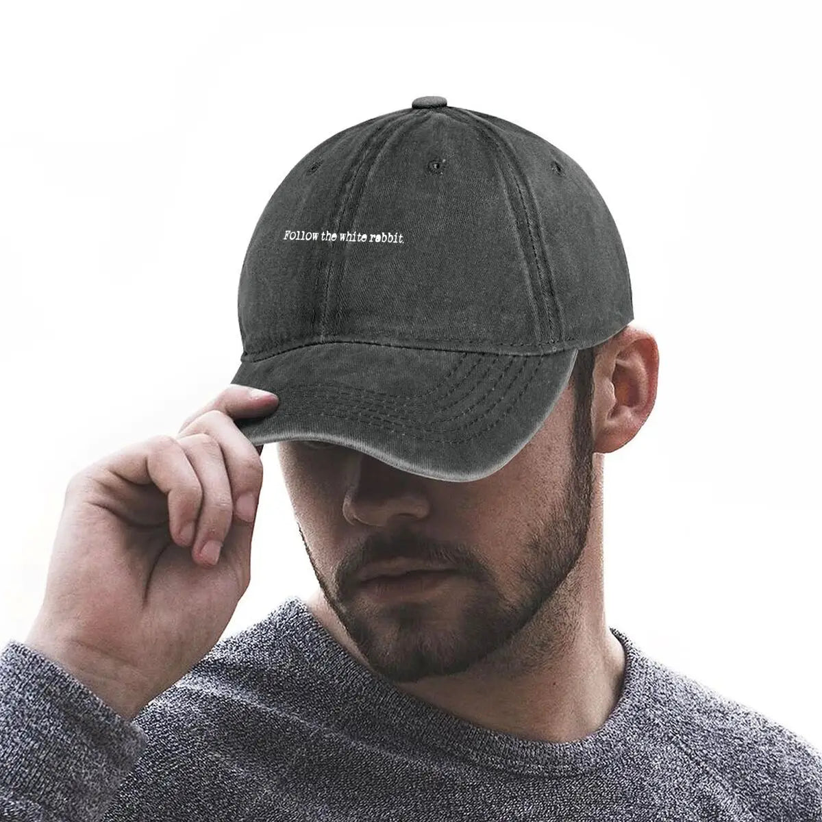 Follow the white rabbit Alice in Wonderland The Washed Baseball Cap
