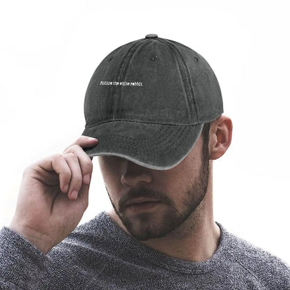 Follow the white rabbit Alice in Wonderland The Washed Baseball Cap