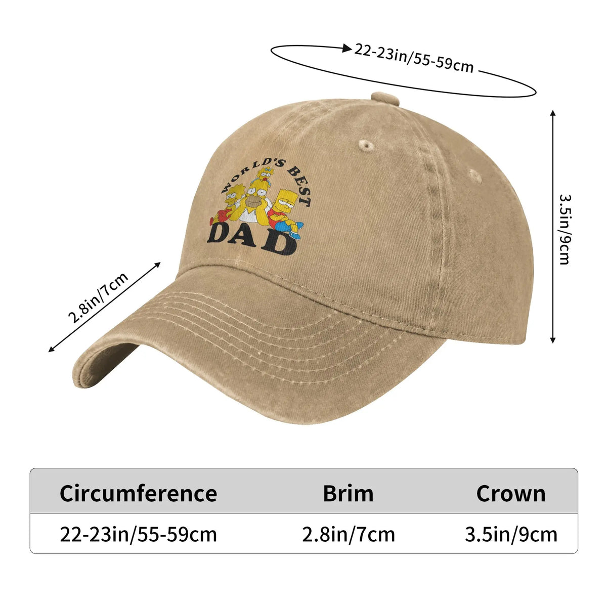 Summer DAD WORLDS BEST-The S-simpsons Cartoon Baseball Cap
