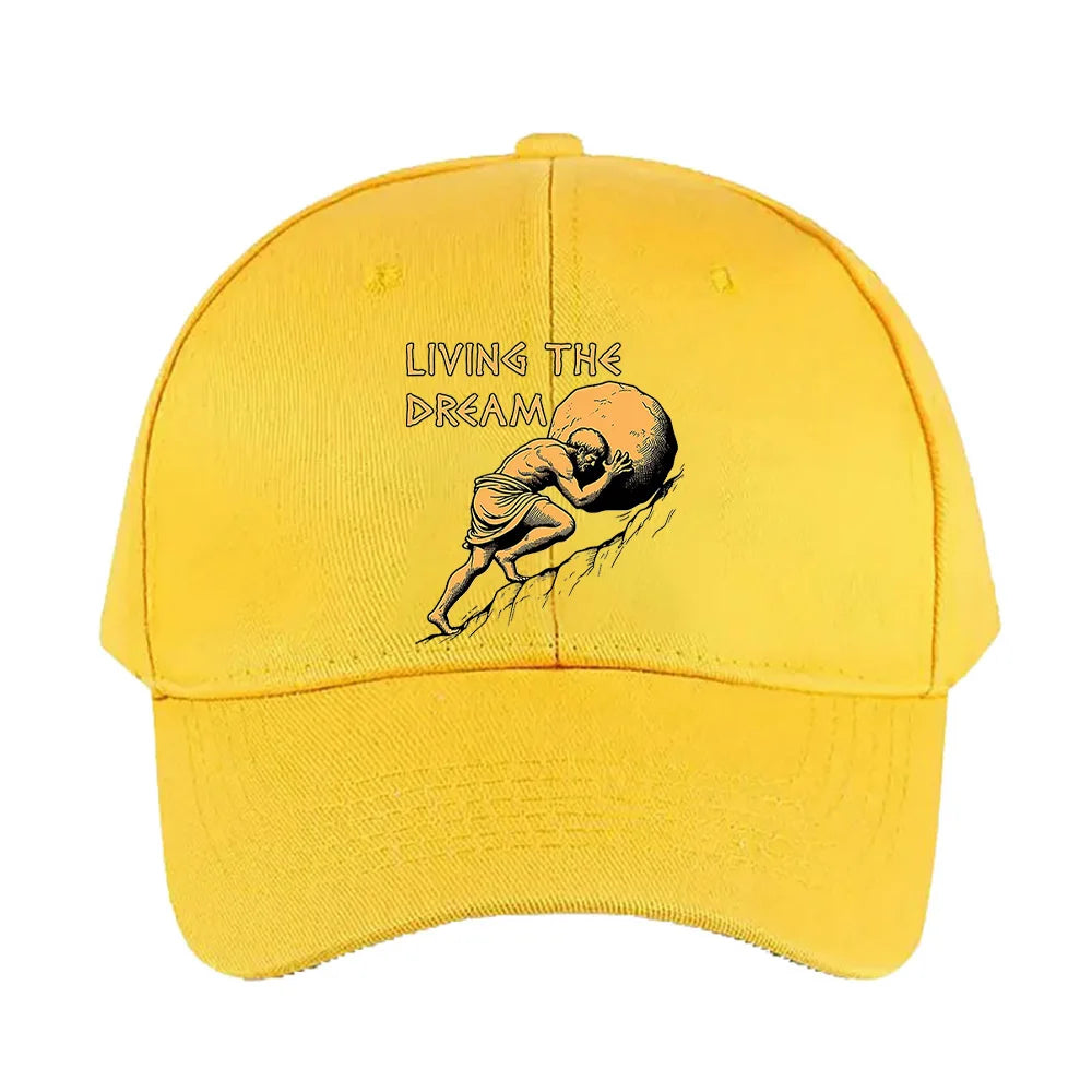 Living The Dream Sisyphus Greek Mythology Meme Baseball Cap Woman Man Adult Summer Adjustable with Curved Brim duckbill cap