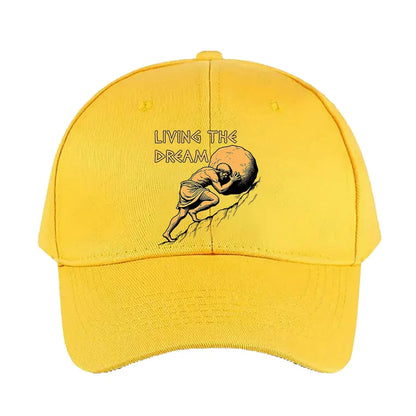 Living The Dream Sisyphus Greek Mythology Meme Baseball Cap Woman Man Adult Summer Adjustable with Curved Brim duckbill cap