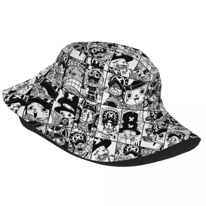 Japanese Anime Bucket Hat Summer Travel Headwear Accessories One Piece Fishing Caps for Outdoor Unisex Bob Hat Foldable