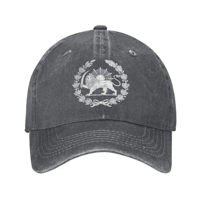 Iran Flag Map Persian Lion and Sun Symbol Baseball Cap