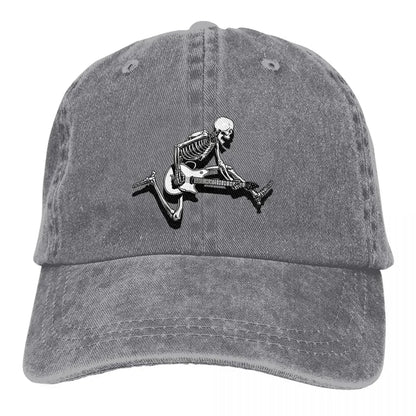 Skeleton Guitarist Jump Baseball Cap Men Cowboy Hats Women Guitar Rock Caps