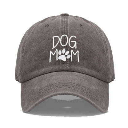 Vintage Washed Cotton DoG MOM Embroidery Baseball Cap For Men Women