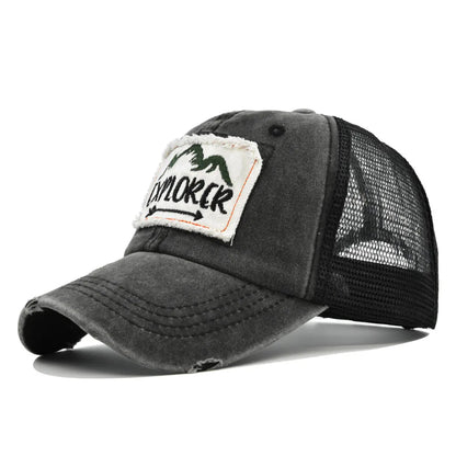 Cloth Embroidered Cap With Large Letters Embroidered Explorer Baseball Cap