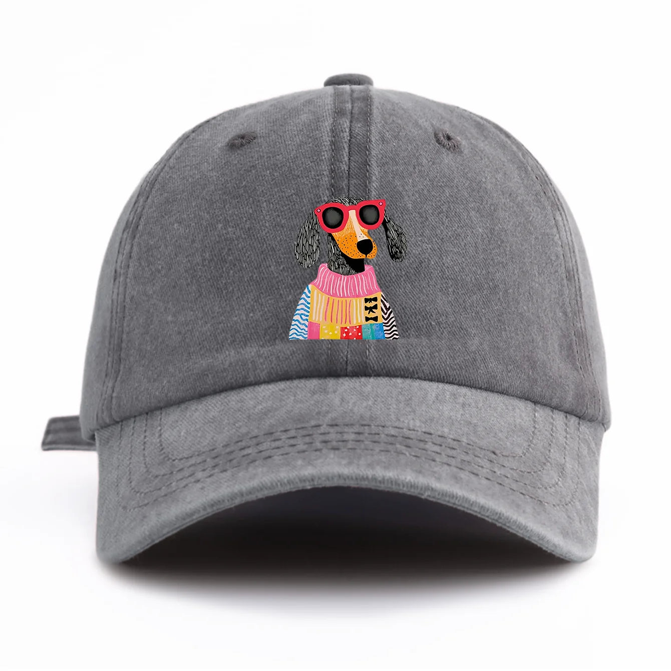 DOG Print Washed Baseball Cap For Adults