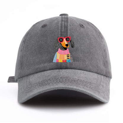 DOG Print Washed Baseball Cap For Adults