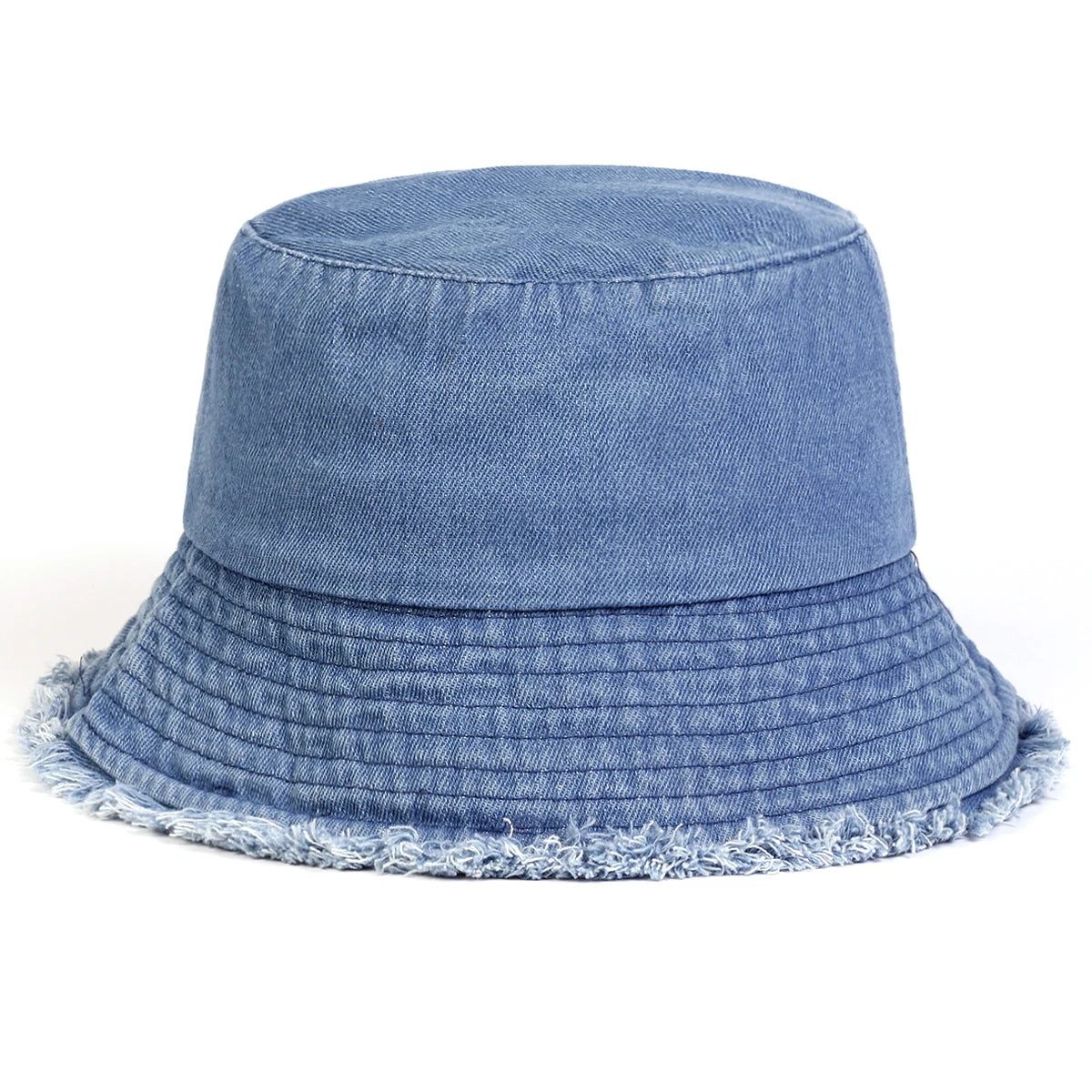 Unisex Light Board Edge Hole Denim Personality Bucket Hats Fishermen Caps