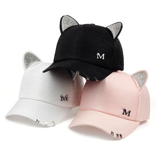 Unisex Cute Cat Ears M Label Baseball Caps
