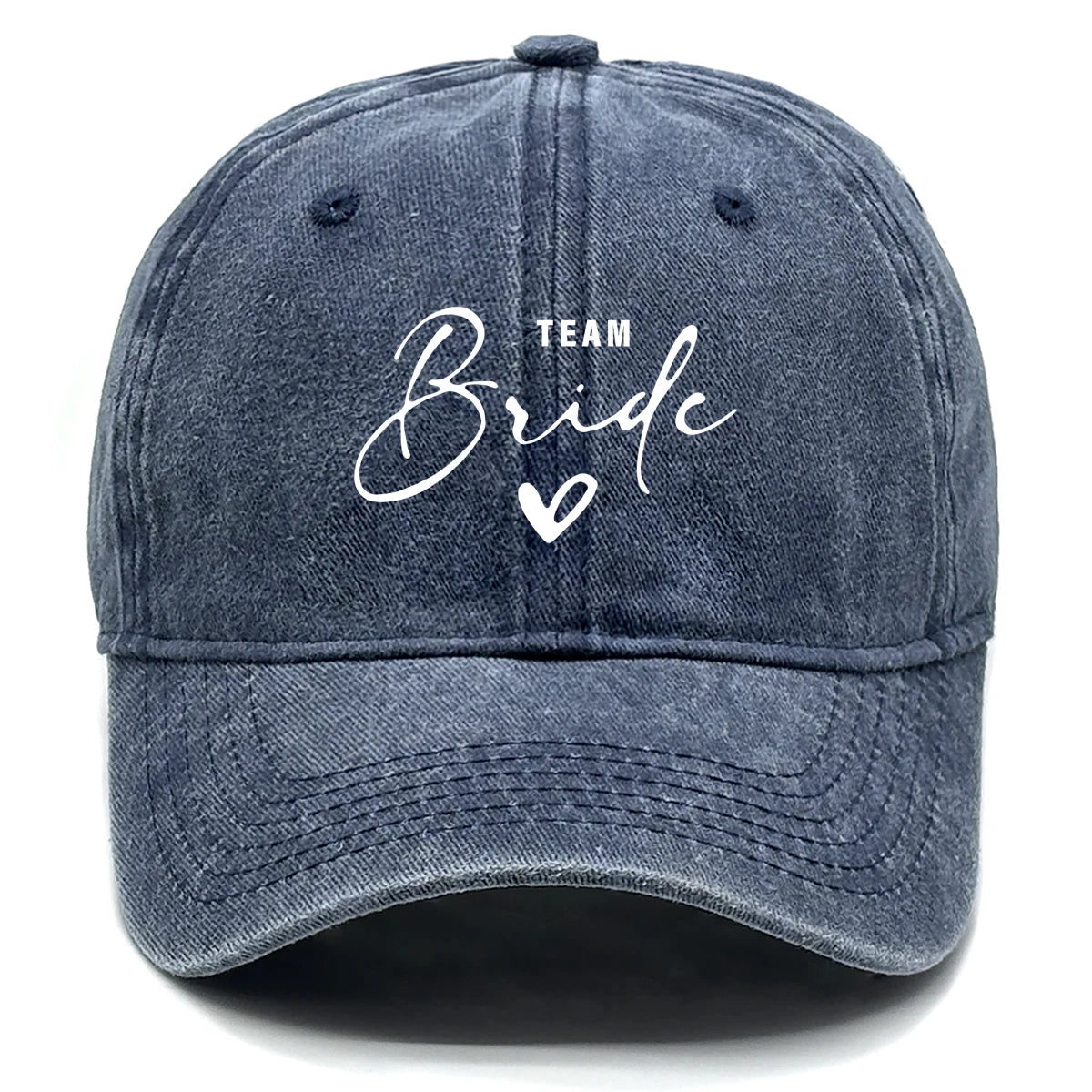 Washed Distressed Snapback Text Team Bride Printed Baseball Hat