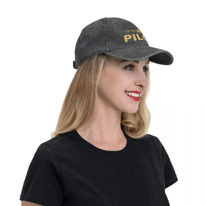 Washed Men's Baseball Cap Born To Fly Pilot