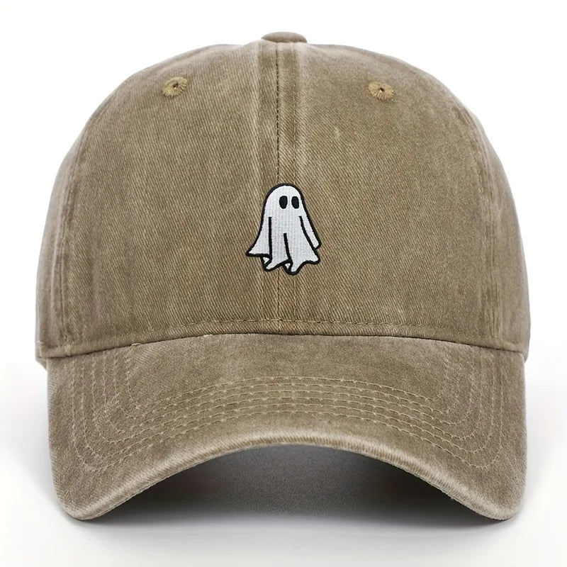 Halloween Embroidered Baseball Hat with Cute Ghost for Men and Women