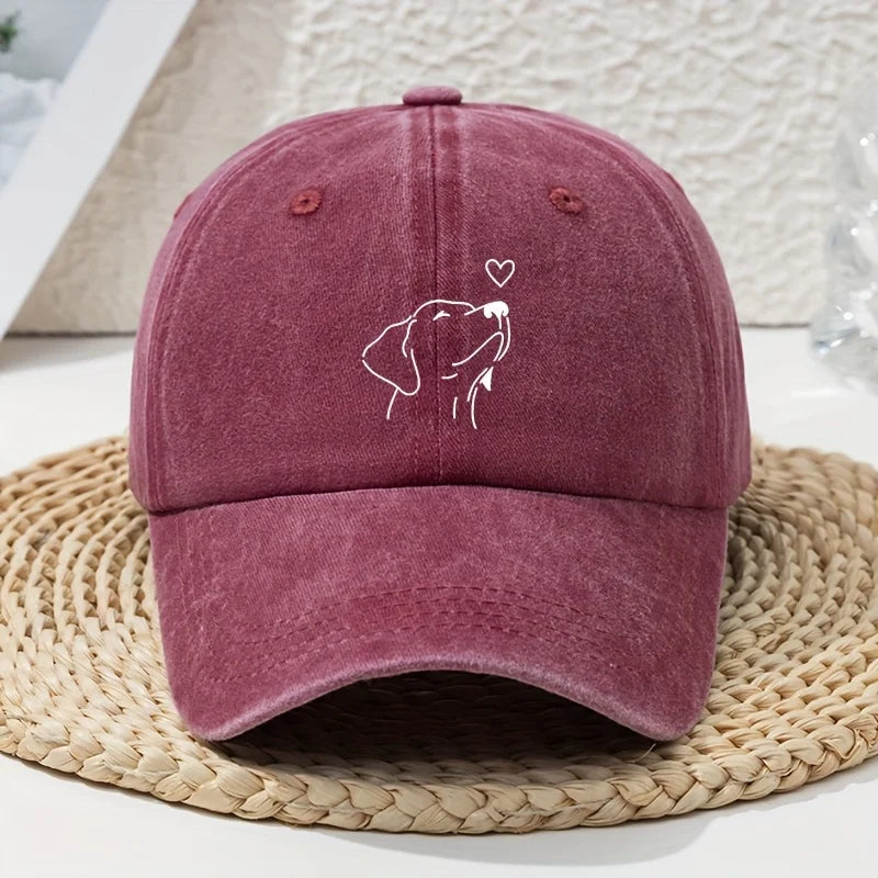 White Line Dog Print Women's Baseball Cap