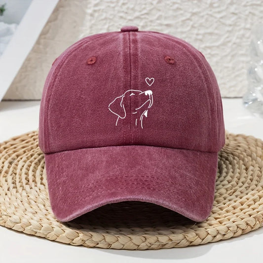 White Line Dog Print Women's Baseball Cap