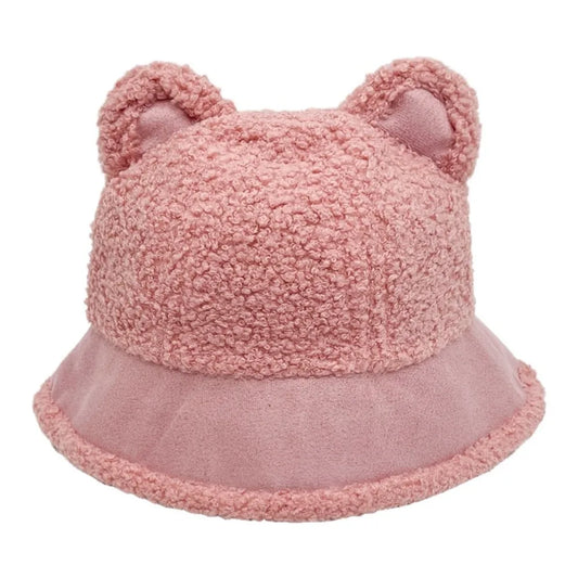 Korean Style Fuzzy Winter Bucket Hat Windproof Fluffy Plush Warm Hats