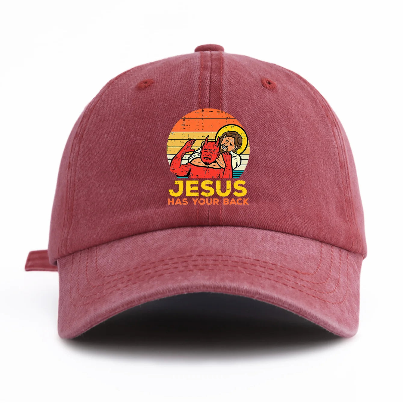 JESUS HAS U BACK Print Washed Baseball Cap For Adults