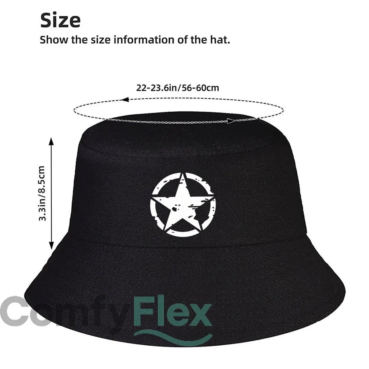 Distressed Star Vinyl Car Decal Fisherman Hat Bucket Hat