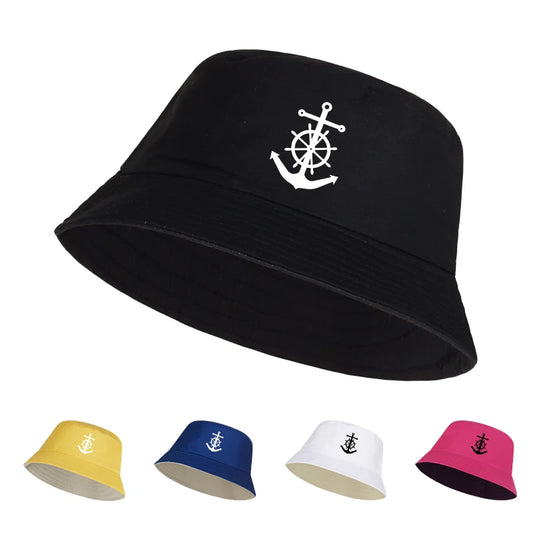 Anchor And Ship Wheel Print Bucket Hat
