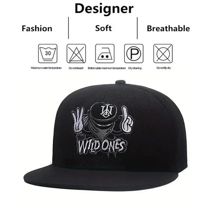 Unisex Embroidered Ninja Letter Hip-hop Snapback Cap