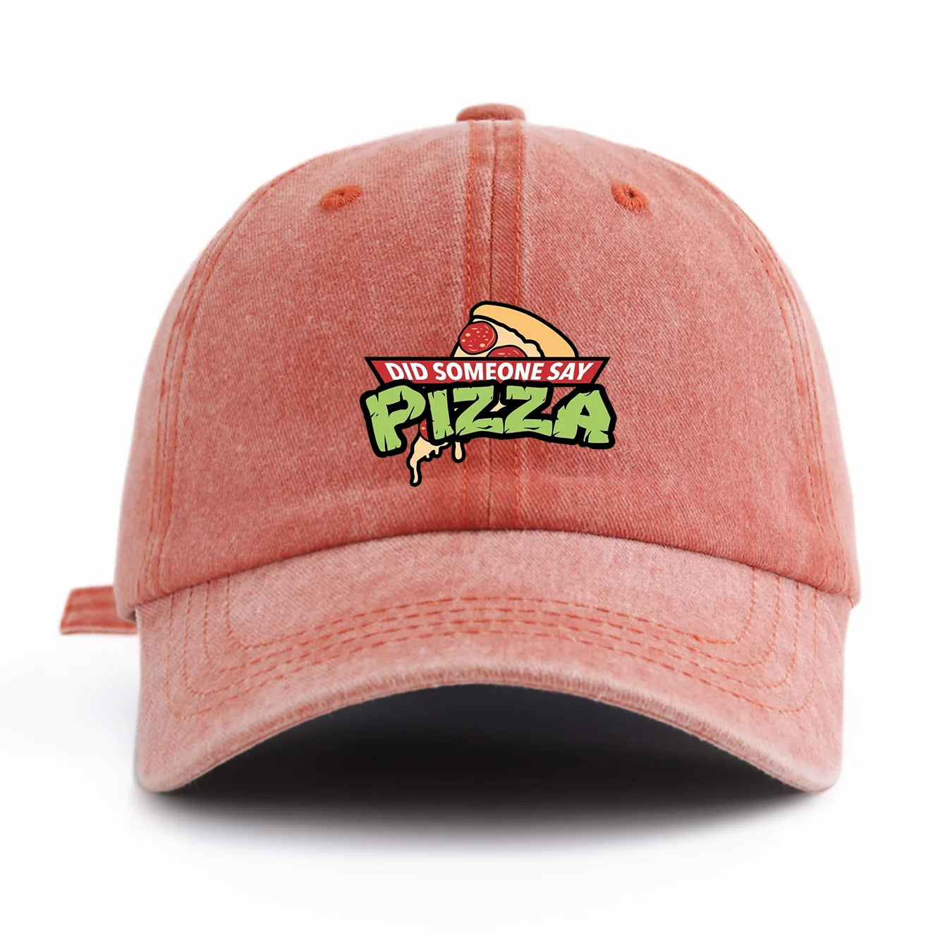 PIZZA Print Washed Baseball Cap For Adults