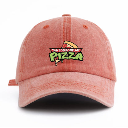 PIZZA Print Washed Baseball Cap For Adults