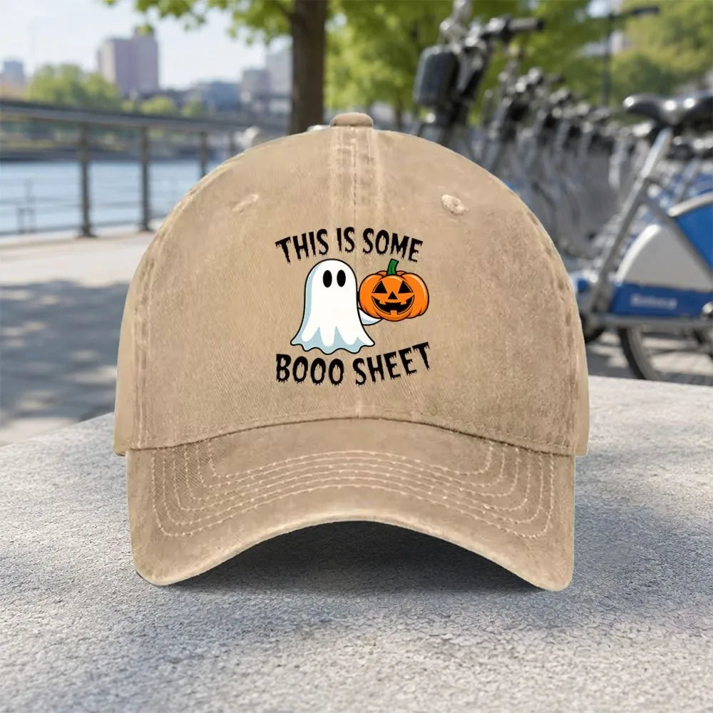 Unisex Halloween Ghost Pumpkin Washed Baseball Cap