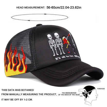 Unisex Skeleton Embroidery Baseball Caps