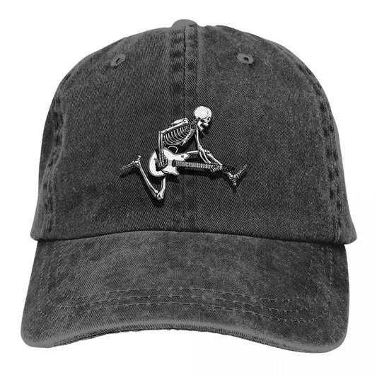Skeleton Guitarist Jump Baseball Cap Men Cowboy Hats Women Guitar Rock Caps