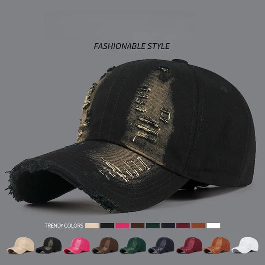 Cool Fashion Women Men Ripped Denim Cotton Baseball Cap Male Female Four Seasons
